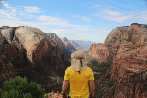 person overlooking a national park